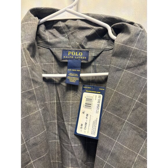 Polo Ralph Lauren Mens Grey Plaid Cotton Robe Size S/M - Picture 3 of 9